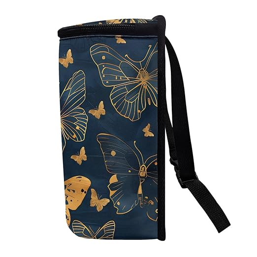 Gifts for New Drivers Golden Butterfly Art DecoTrash Bags for Cars, Hanging Zipper Design
