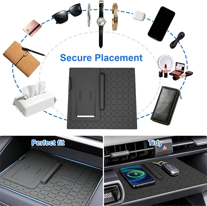 Car Center Console Wireless Charging Mat for Toyota RAV4 2026, Console Charger Silicone Protective Non-Slip Pad Anti-Dust Liner for Toyota RAV4 XSE GR Sport Hybrid Limited XLE Accessories(black)