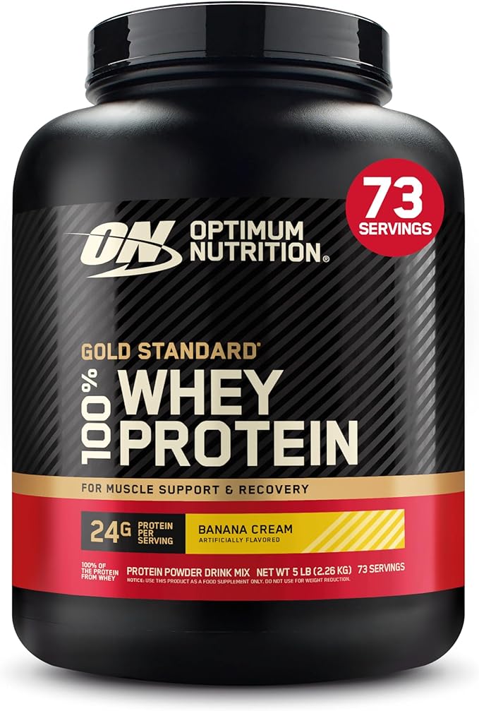 Optimum Nutrition Gold Standard 100% Whey Protein Powder, Banana Cream, 5 Pound (Packaging May Vary)