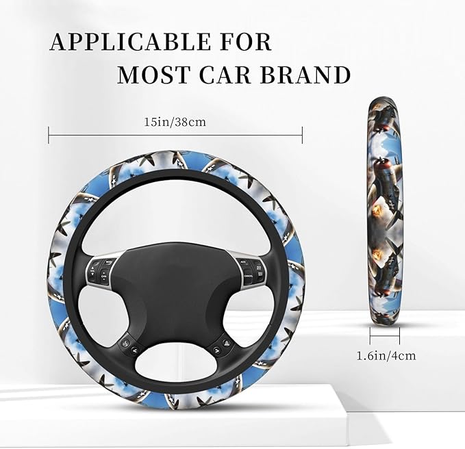 Neoprene Steering Wheel Cover Vintage Fighters Car Steering Wheel Cover Universal Fit for Most Cars