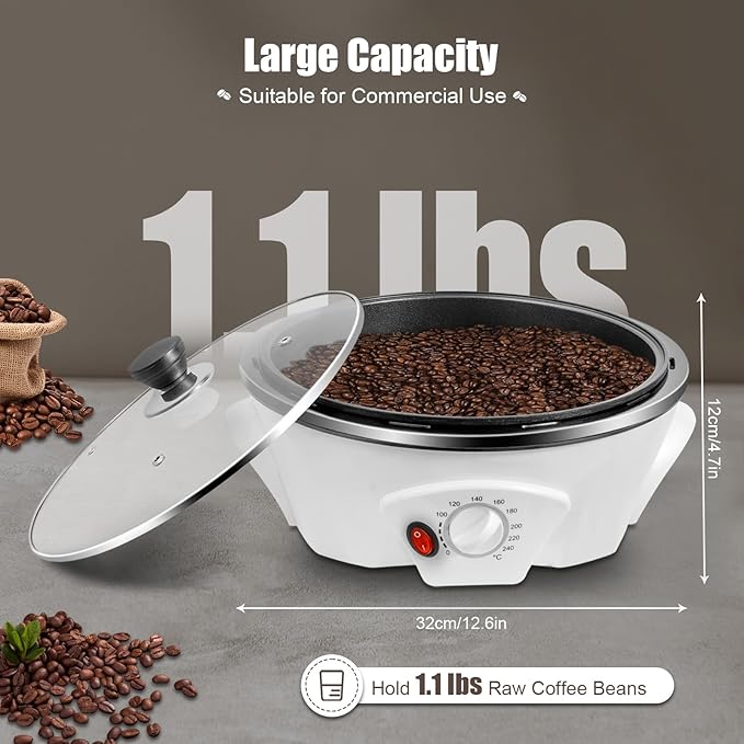 Coffee Bean Roaster, 800W Electric Coffee Roaster Machine, 500g Coffee Roasting Machine for Home Use, Temperature Adjustable, 110V
