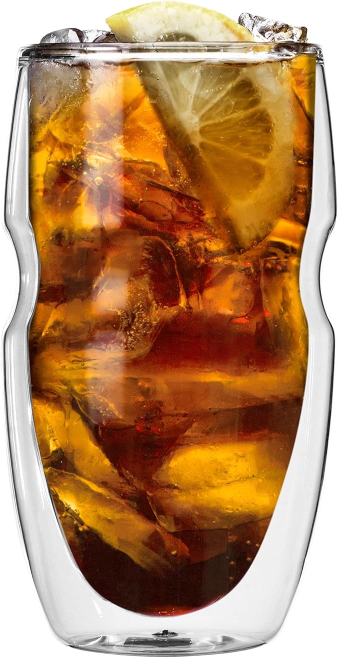 Ozeri Serafino Double Wall Insulated Iced Tea and Coffee Glasses, 16-Ounce, Set of 2