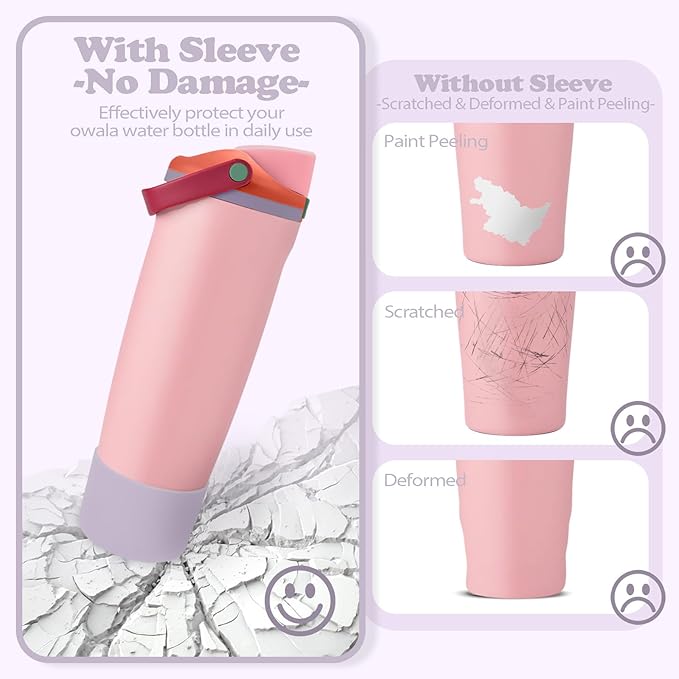 Silicone Boot for Owala 30oz & 40oz FreeSip Sway Bottles & Tumblers - Non-Slip, Scratch-Resistant, Stability Enhancer, Available in 12 Colors (Taro Purple)