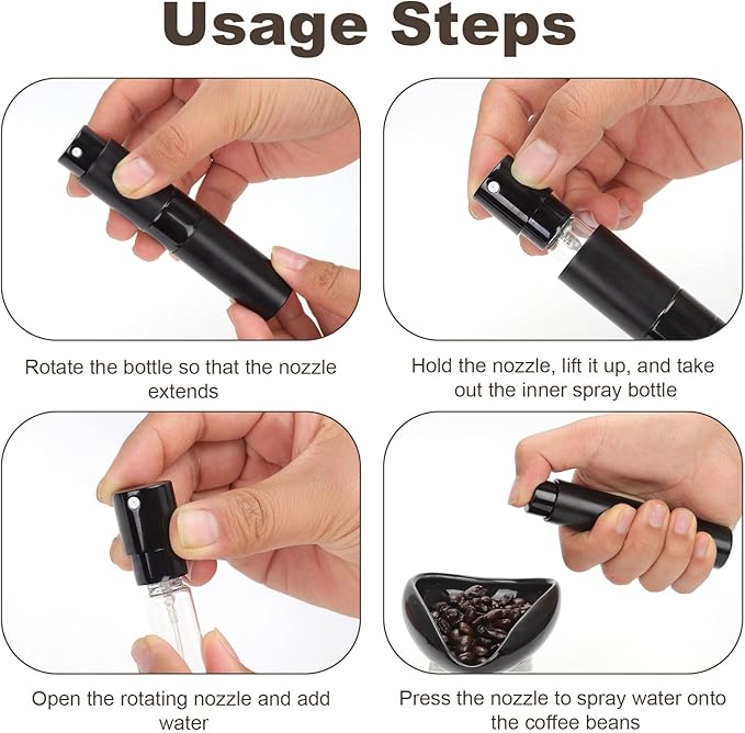 4-Piece Coffee Bean Dosing Cup, Spray Bottle, Espresso Stirrer Tool, Teaspoon Set, Ceramic Coffee Dosing Vessel Tray Kit Coffee Bar Accessories for Coffee Lovers (Up to 35g Coffee Bean)