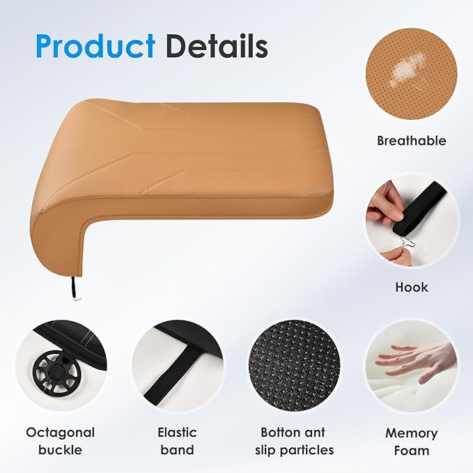 FLORICH Car Seat Extender Leg Extender Support Cushion for Driver Seats Office Chair, Leather Carseat Leg Support for Long Drivers Universal Car Seat Cushion Legs Rest Pads-Light Brown