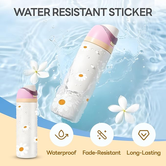 4PCS Daisy Stickers for Owala Water Bottle, Stickers Waterproof Compatible with Urban Outfitters Owala Bottles, Tumbler Cup Accessories Decal Decorate