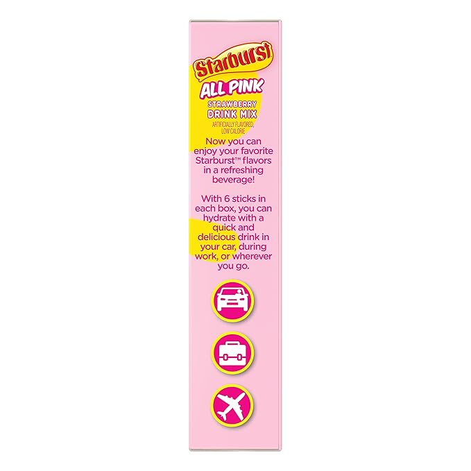 Starburst Singles To Go Powdered Drink Mix, All Pink Strawberry, 6 Boxes with 6 Packets Each - 36 Total Servings, Sugar-Free Drink Powder, Just Add Water, 6 count (Pack of 6)