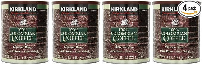 Kirkland Signature, Colombian ncZFD Coffee Supremo Bean 3 Pounds (Pack of 4)