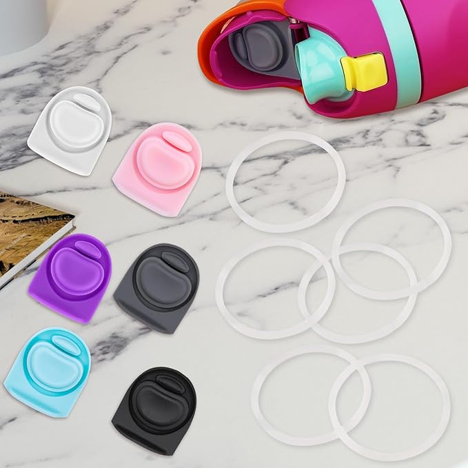 6 Sets Replacement Stopper and O Ring Gasket Compatible with Owala FreeSip 24oz 32oz,Water Bottle Lid Insert Cap Rubber Seal Parts for Owala 16/19/24/32/40oz Mouthpiece Accessories F5