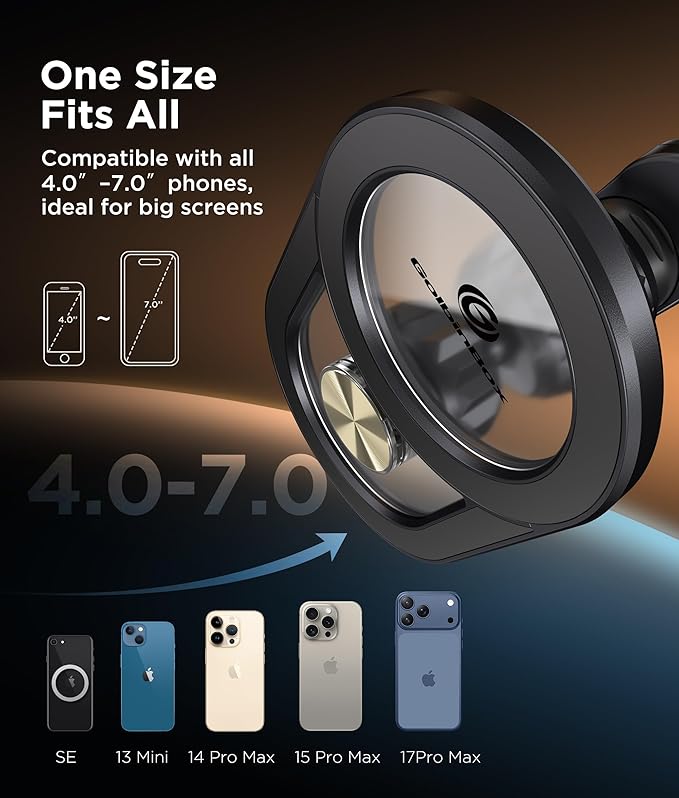 GolbinBox for Magsafe Car Mount, [17*N55 Strong Magnets] 2-in-1 Magnetic Car Phone Holder for Air Vent or Dashboard, 360° Rotation Car Accessories for Women Men for iPhone 17 16 15 14 Pro Max Samsung