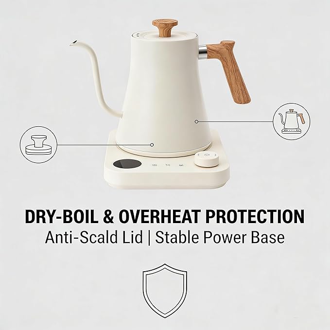 Gooseneck Electric Kettle, Electric Kettles, 1200W, 0.9L Stainless Steel Temperature Control Kettle, Precise Temperature Control for Pour-Over Coffee & Tea Brewing for Pour Over Coffee, Brew Tea