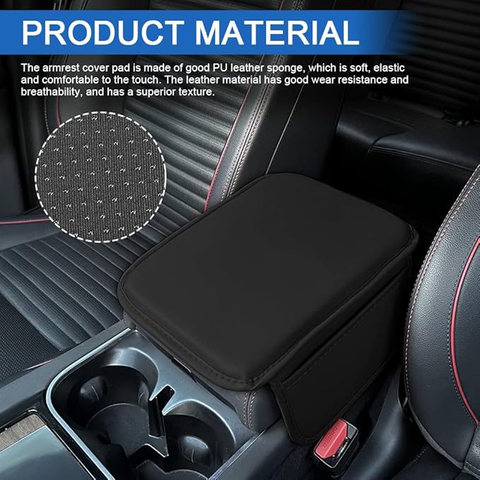 Leopard Cheetah Print African Animal Hunting Auto Center Console Armrest Pad, Car Center Console Cover, Auto Accessories Soft Comfort Armrest Cover Cushion Mat Fit for Most Cars (Black)