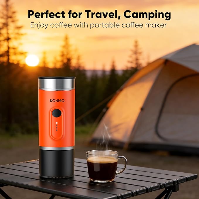 Portable Espresso Machine with Self-Heating System, 15 Bar Travel Coffee Maker, Compatible with Capsules & Ground Coffee, USB-C Rechargeable Coffee Machine for Camping, Office & Travel