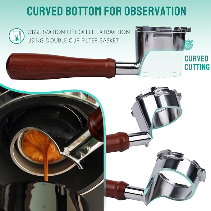 Bottomless Portafilter for Ninja Luxe Café Premier Series ES601 & ES601C Models | Basket Not Included | Compatible with Stock Filter Basket | Wooden Handle