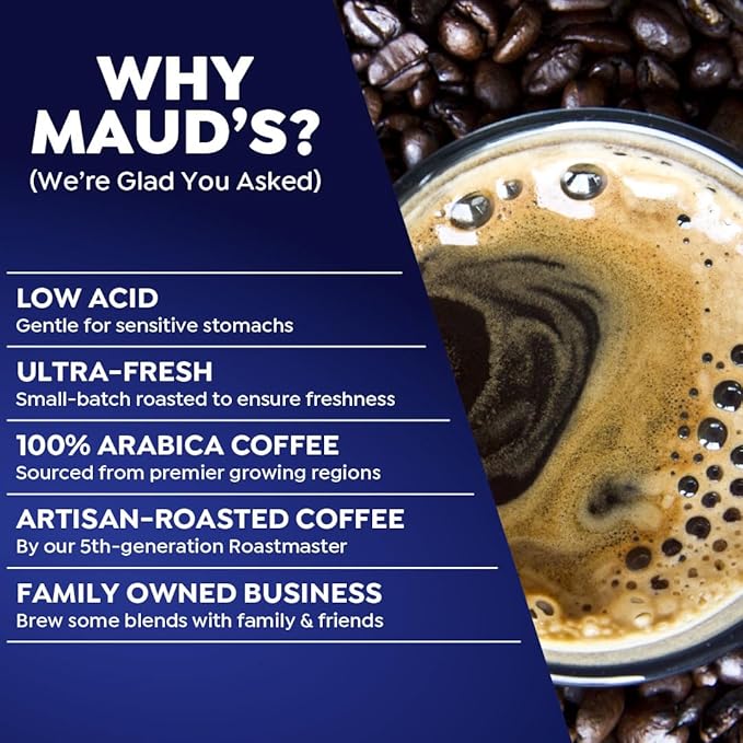 Maud's French Roast Coffee Pods 18 ct, Dark Roast Coffee in Single Serve Pods – 100% Arabica Coffee, Compatible with Keurig K Cups Maker