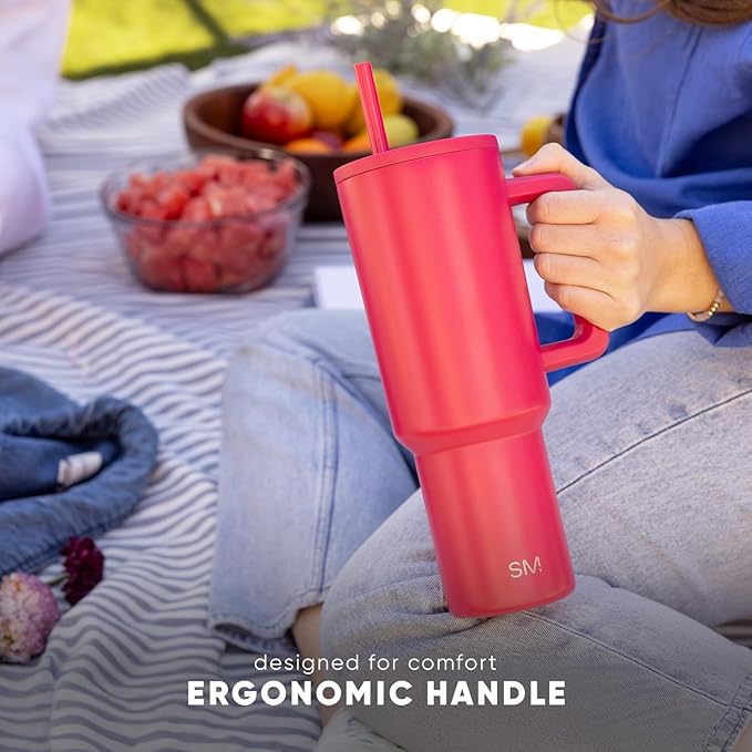 Simple Modern 40 oz Trek Tumbler with Handle and Straw Lid | Cup Holder Friendly Insulated Stainless Steel Travel Mug | Honolulu