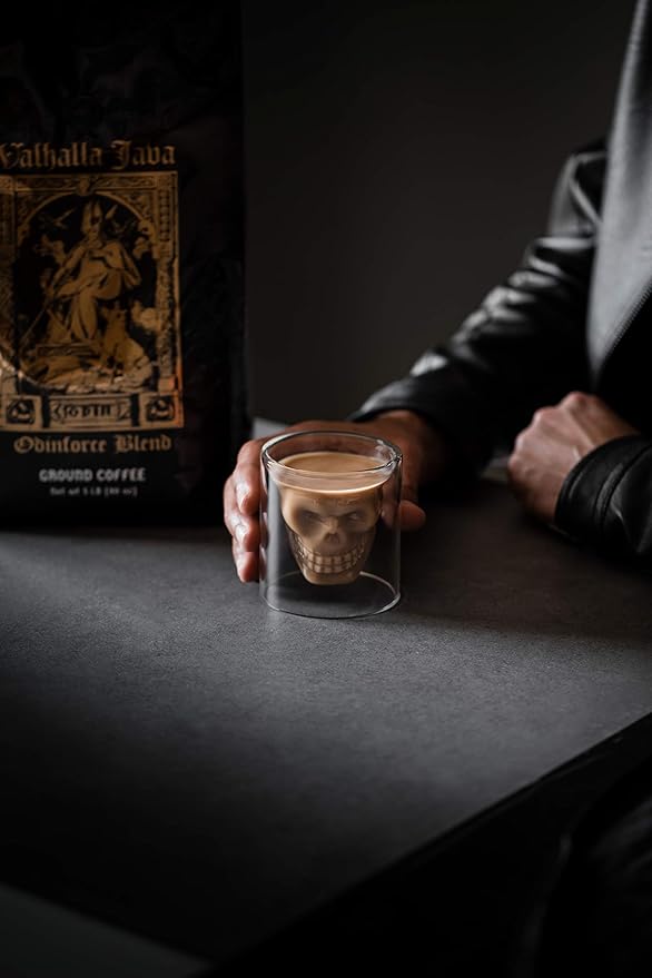 Death Wish Coffee, Valhalla Java Dark Roast Grounds - Extra Kick of Caffeine - 5 Lb. - Bold & Intense Blend of Arabica Robusta - USDA Organic - Strong Coffee for Morning Boost