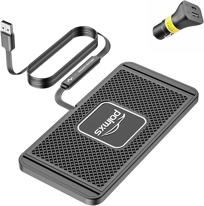 POLMXS Wirpad Wireless Charger Car Charging pad POLC 15W Fast Wireless Phone Charger Cell Phone Cordless Charging mat Compatible with iPhone 12/13/14/15 Series& Samsung Galaxy S21/S22/S23/24 (C1Y)