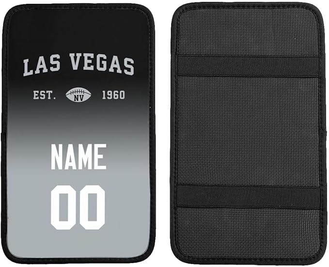 Custom Car Armrest Cover,Add Personalized Name and Number As Gifts for Loyal Football Fans,Auto Center Console Pad Car handrail Box Cushion,Fit for Most Car