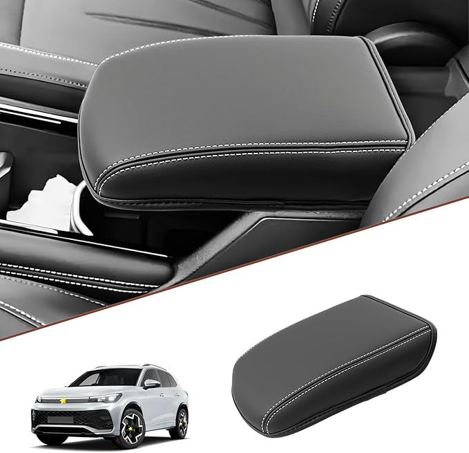 SKTU for 2025 2026 VW Tiguan Center Console Cover for 2025+ Volkswagen Tiguan (S/SE/SE R-Line Black/SEL R-Line) Armrest Cover 2025 2026 Tiguan Accessories 2025 2026 Tiguan Console Cushion (Thickened)