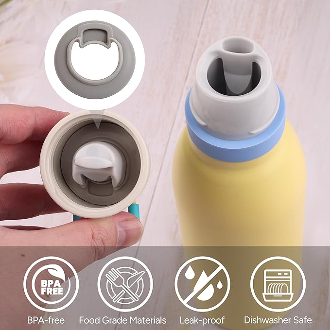4 Pack Rubber Seal Replacement Stopper for Owala FreeSip Twist 18oz 24oz Water Bottle Lid, Gray Silicone Gasket Cap Insert to Prevent Spills