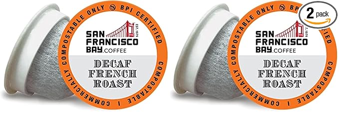 San Francisco Bay Compostable Coffee Pods - DECAF French Roast K Cup Compatible including Keurig 2.0,Dark Roast,Swiss Water Processed,(Pack of 72)