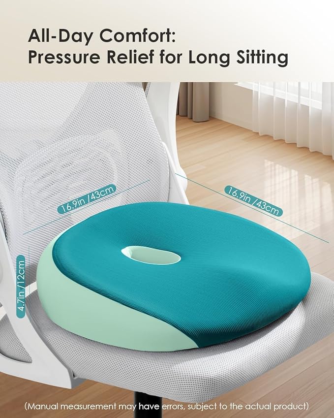 FLORICH Large Car Seat Cushion for Long Sitting, Ergonomic Memory Foam Driving Seat Cushion for Back & Sciatica Pain Relief, Non-Slip Washable Seat Cushion for Car, Driver, Office-Green