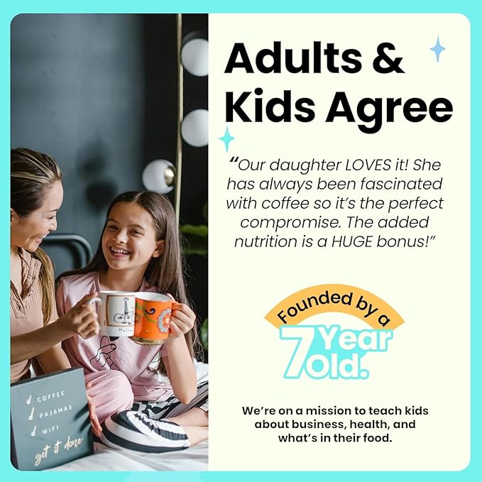 Kiid Coffee - 99.9% Caffeine-Free Organic Coffee for Kids - As Seen on Shark Tank - 12 Vitamins & Minerals, 4g Prebiotics, 0g Sugar - Non-GMO & Gluten-Free - Healthy Snack - Smores Latte - 12 Servings