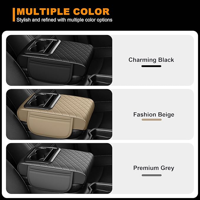 Armrest Cover for Car Fit for Jeep Grand Cherokee - Center Console Cover with Cup Holders and 2 Storage Pockets(Beige)