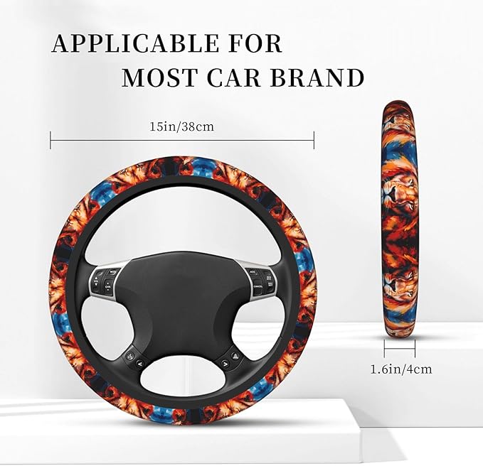 Cool Lion Neoprene Steering Wheel Covers Women Men Car Accessories, Universal 15 Inch Fit Auto, Suvs, Truck