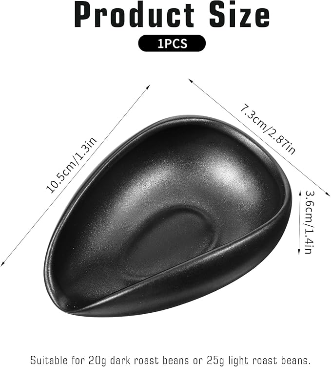 Ceramic Coffee Dosing Cup Tea Storage Tray Bowls Coffee Bean Dosing Vessel Weigh Single Dose Measuring Container for Loose Leaf Tea (Black)