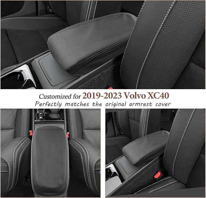 SKTU for 2019-2025 2026 Volvo XC40 Center Console Cover for 2023 2024 2025 2026 Volvo XC40 Accessories Armrest Cover 2024 2025 2026 XC40 Seat Box Cover XC40 Center Console Soft Cushion (Black)
