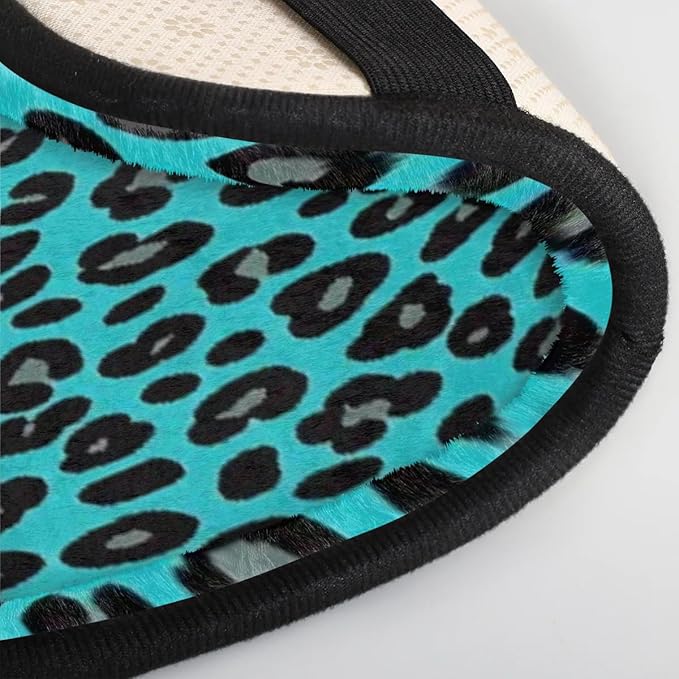 Turquoise Leopard Black Center Console Cover Pad Car Armrest Box Mat Truck Comfort Memory Foam Arm Rest Cushion Car Accessories Universal Fit 13x8 Inch