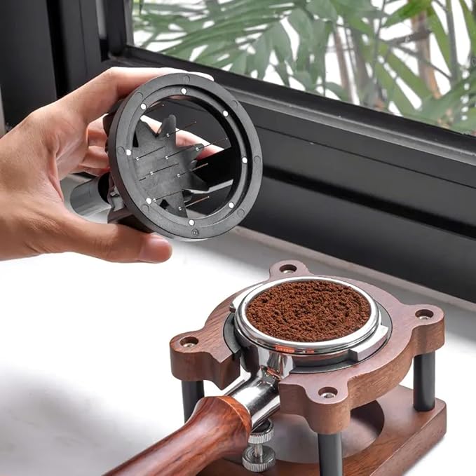 58mm WDT Espresso Tool – Adjustable Height Coffee Distributor & Leveler with Magnetic Base – 10 Stainless Steel Needles for 58mm Portafilters, Barista Espresso Stirrer & Even Extraction
