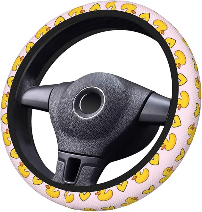 Cute Yellow Duck Steering Wheel Cover for Women Men Girls, Car Accessories Decor Thickened Anti-Slip Auto Steering Wheel Covers Protector Universal Fit 15 Inch for Cars, Truck, SUV
