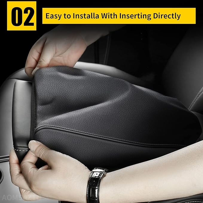 AOMSAZTO Center Console Covers for 2015-2021 2022 2023 Ford Mustang Armrest Pad Black