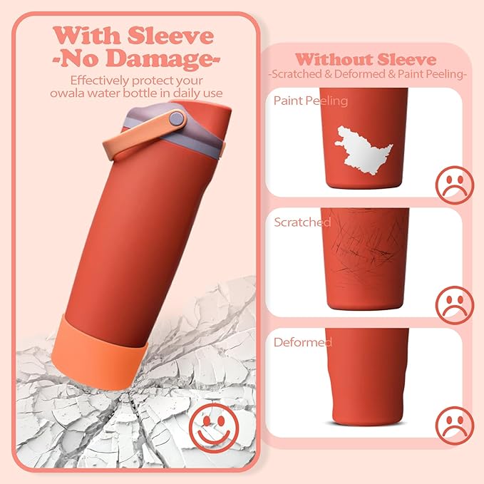2PCS Silicone Boots for Owala 30oz & 40oz FreeSip Sway Bottles & Tumblers – Non-Slip, Scratch-Resistant, Stability Enhancer for Owala Accessories (Terracotta Sunset)