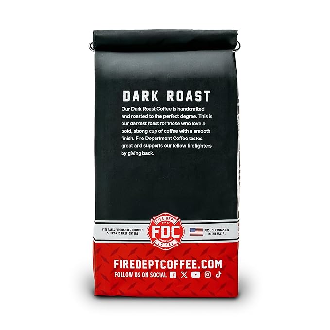 Fire Department Coffee - Gives Back to Firefighters - Bold & Smooth Dark Roast Ground Coffee - Roasted in the USA - Veteran Owned - 12 oz (Pack of 2)