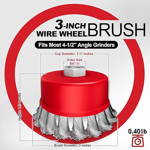 DIYSELF 6 Pack Wire Wheel for Angle Grinder, 3-Inch & 4-Inch Wire Brush for 4 1/2 Angle Grinder, Fit for 5/8 Inch Threaded Arbor, Angle Grinder Attachments for Rust Removal & Metal Surface Prep
