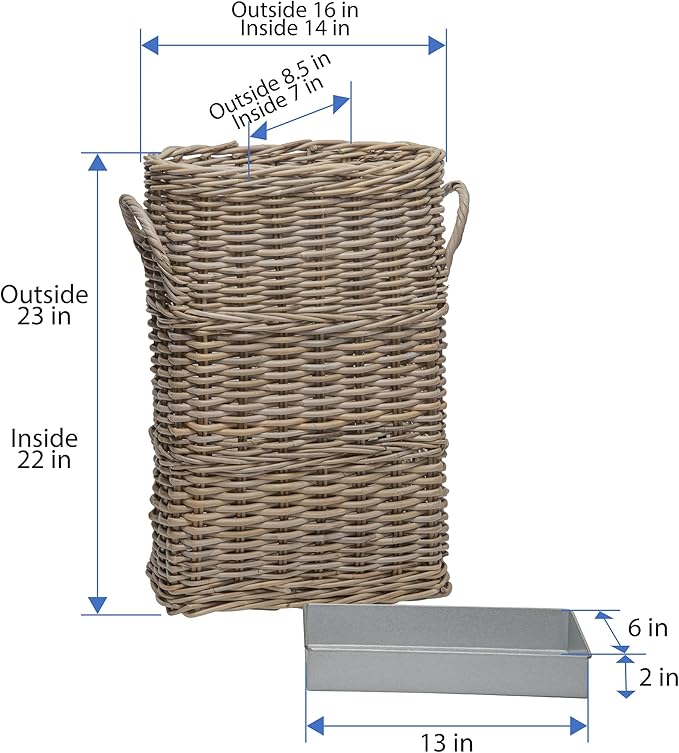 Kouboo Oval Rattan Kobo Umbrella Holder, Freestanding Umbrella Stand and Rack with Drip Tray for Home, Office or Business Entryway