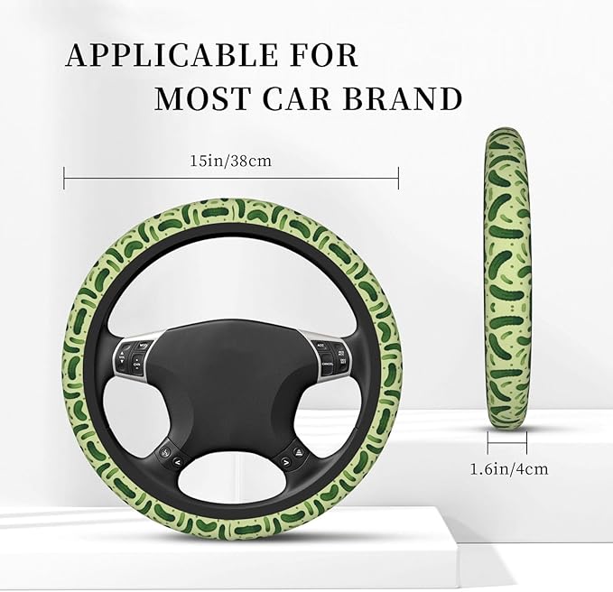Pickles Pattern Car Steering Wheel Cover, 15 Inch Steering Wheel Cover Stylish Decor for Most Cars