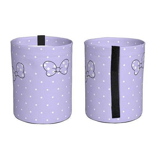 Cute Purple Bow Dots Car Trash Can Garbage Cans Foldable,Small Hanging Car Organizer Storage Bag Leak Proof, Auto Back Seat Trash Bin Universal for Truck, SUV, Outdoor Travel