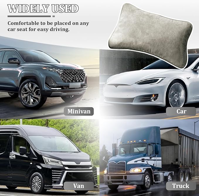 Car Lumbar Support Pillow, Suede Leather Vehicle Driving Seat Lumbar Support Pillow for Lower Back Pain Relief, Automotive Interior Back Cushion Pad, Universal for SUV Sedan Truck (Beige)