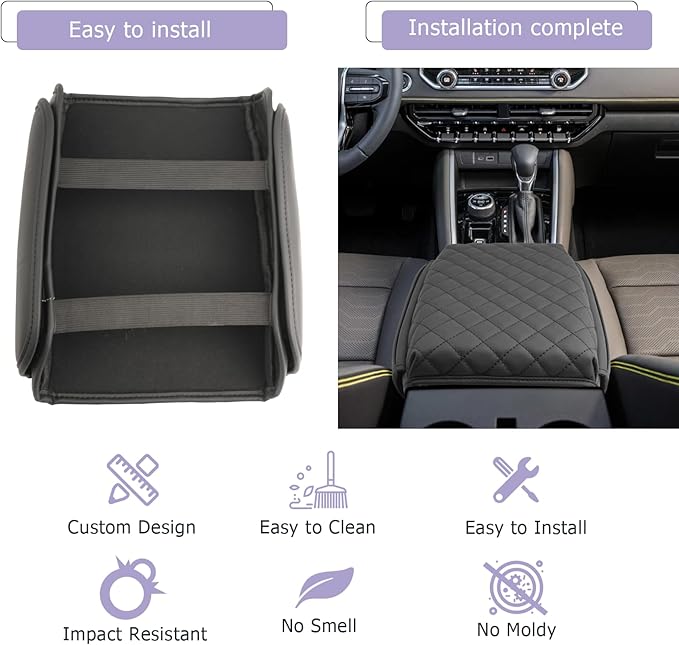LUWU 2025 2026 Canyon Center Console Cover Compatible with 2023 2024 2025 2026 GMC Canyon & Chevrolet Colorado Accessories Armrest Cover Center Console Pad Armrest Console Cover (Thick Black)