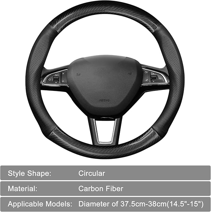 1 Pack Car Breathable Steering Wheel Cover, Wear Resistant Steering Wheel Sleeve, Carbon Fiber Non-Slip Steering Wheel Protector, Four Seasons Universal Steering Wheel Set