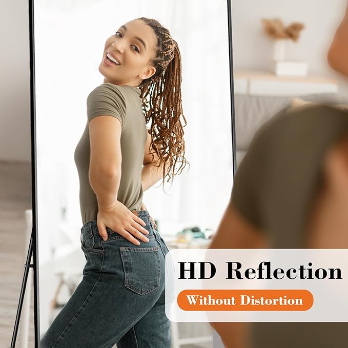 NEWBULIG Full Length Mirror, Upgraded Body Wall Mirrors with Shatter-Proof Glass, Floor Standing Mirror, Home Wall Decor