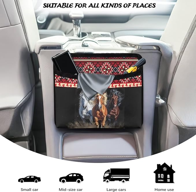 Running Horse Car Side Pocket Organizer, Front Back Seat Storage Pocket for Car, Universal Auto Console Door Window Storage Bag for Interior Organizer, Holder for Phone Sunglasses