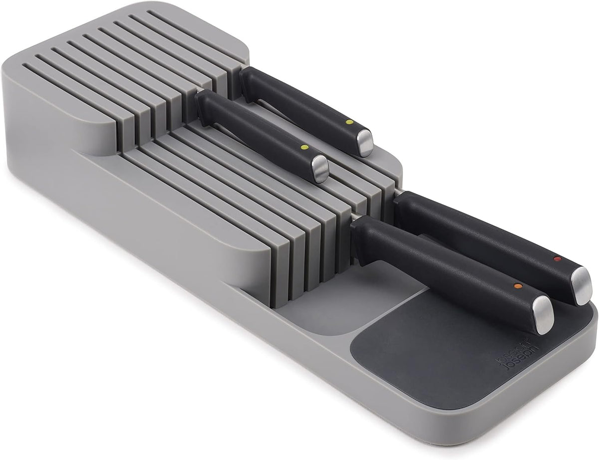 Joseph Joseph DrawerStore Knife Organizer, holds up to 9 knives, Kitchen Organization & Drawer Storage – Compact, Grey