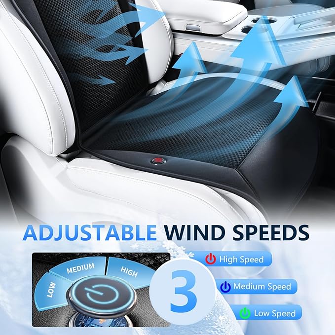 FLORICH Cooling Car Seat Covers with 8 Turbo Fans Car Seat Cooling Pad with Blowing & Suction 12V-24V Ventilated Seat Cover 3-Speed Adjustable Cooling Seat Cushion Universal Fit for Car SUV Truck Van