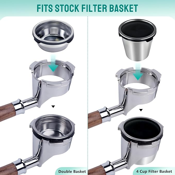 Bottomless Portafilter for Ninja Luxe Café ES601 & ES701C Models | Basket Not Included | Compatible with Stock Filter Basket | Walnut Handle